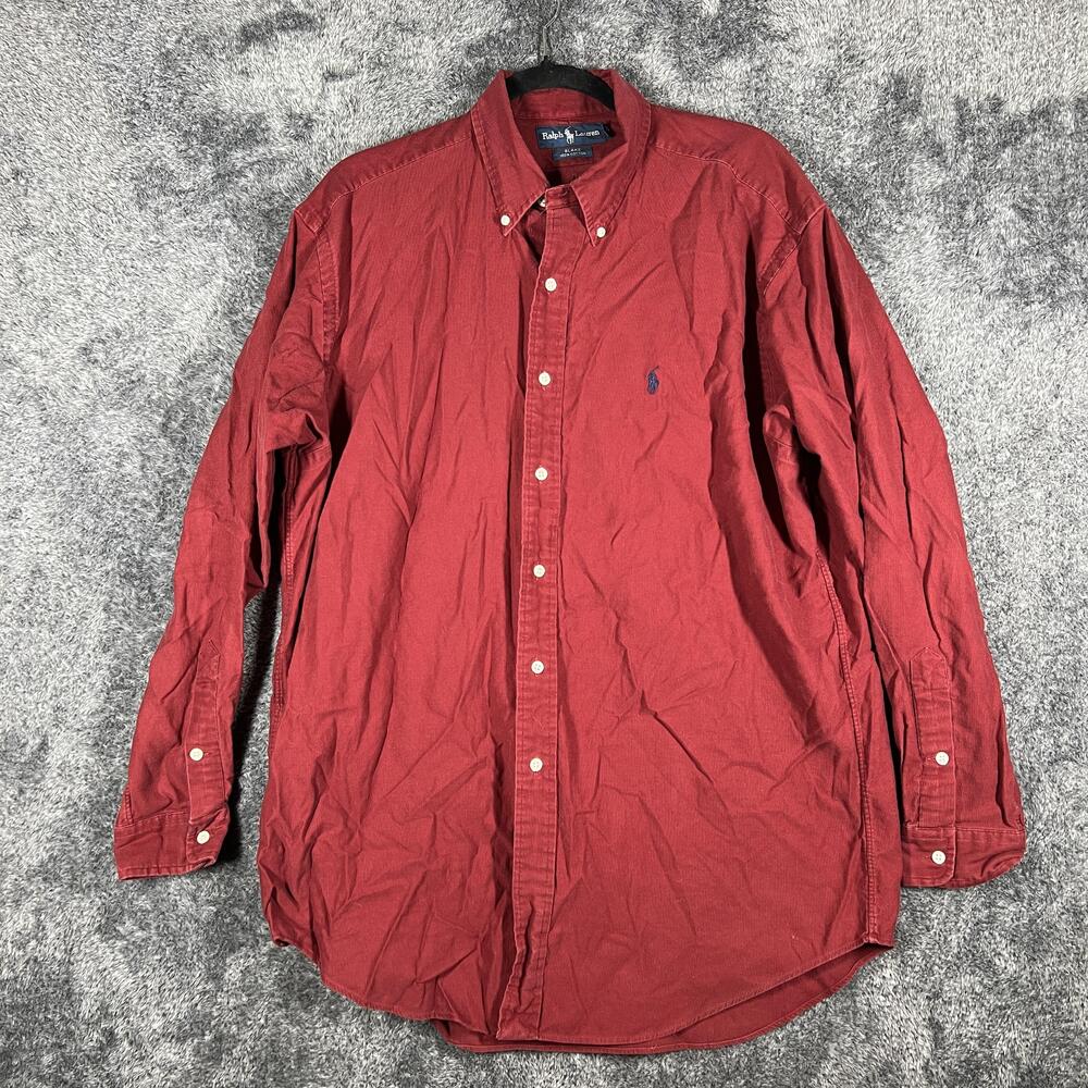 Ralph Lauren Shirt Mens L Red Long Sleeve Button Up Preppy Blake Classic Fit